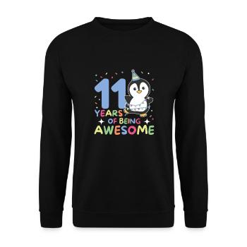 Penguin for 11th birthday children eleven years old - Unisex Sweatshirt - black - Front - Alina (178cm) & Michal (187cm)