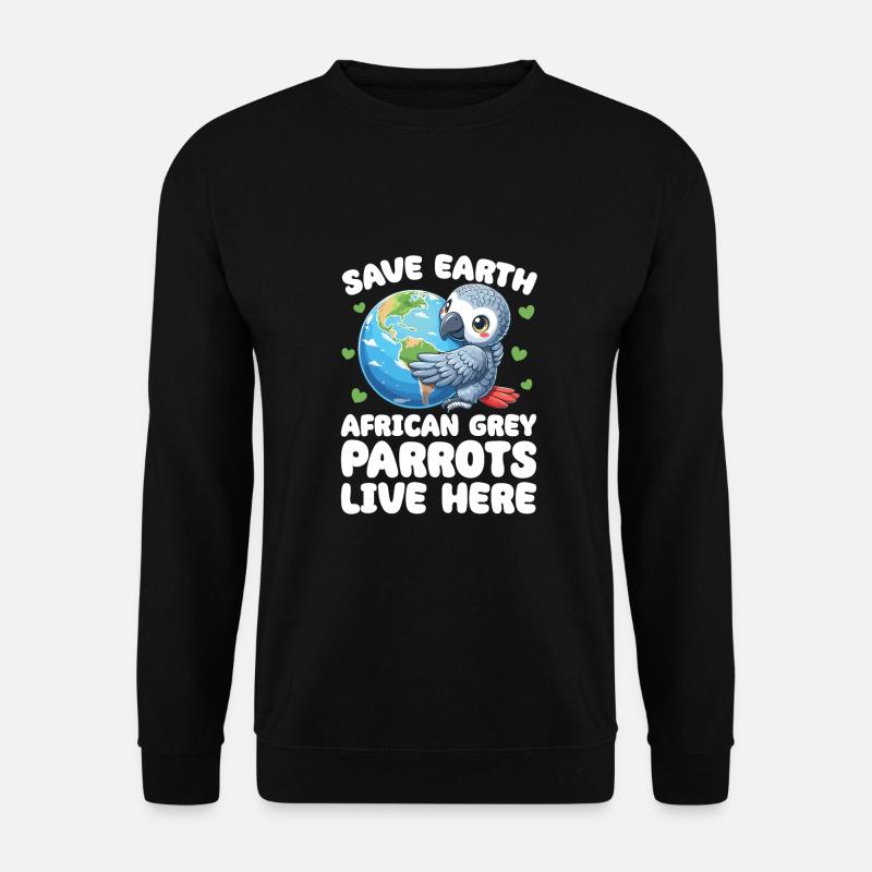 Rettet die Erde Graupapagei leben hier Earth Day - Unisex Pullover - Schwarz