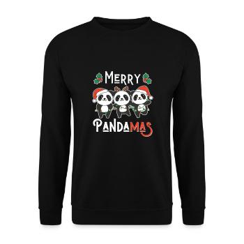 Merry Pandamas Pun Panda Christmas - Unisex Sweatshirt - black - Front - Alina (178cm) & Michal (187cm)