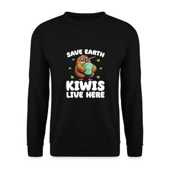 Rettet die Erde Kiwis Vögel leben hier Earth Day - Unisex Pullover - Schwarz - Vorne - Alina (178cm) & Michal (187cm)