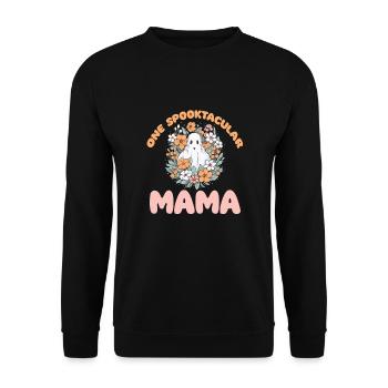 Halloween groovy Mama Geist Hippie Blumen Vintage - Unisex Pullover - Schwarz - Vorne - Alina (178cm) & Michal (187cm)