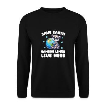 Sauver la Terre Les lémuriens bambous vivent ici Jour de la Terre - Sweat-shirt Unisexe - noir - Devant - Alina (178cm) & Michal (187cm)