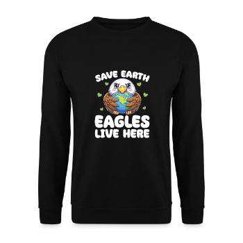 Save the Earth Eagles live here Earth Day - Unisex Sweatshirt - black - Front - Alina (178cm) & Michal (187cm)