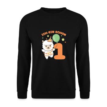 I'm already 1 alpacas birthday kids - Unisex Sweatshirt - black - Front - Alina (178cm) & Michal (187cm)