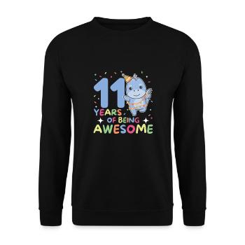 Dino pour ses 11 ans enfants de onze ans - Sweat-shirt Unisexe - noir - Devant - Alina (178cm) & Michal (187cm)