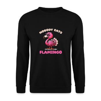 Thanksgiving Truthahn mix Flamingo Nobody Eats - Unisex Pullover - Schwarz - Vorne - Alina (178cm) & Michal (187cm)
