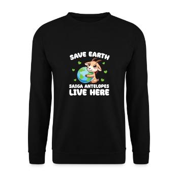 Save the Earth Saiga Antelope Live Here Earth Day - Unisex Sweatshirt - black - Front - Alina (178cm) & Michal (187cm)
