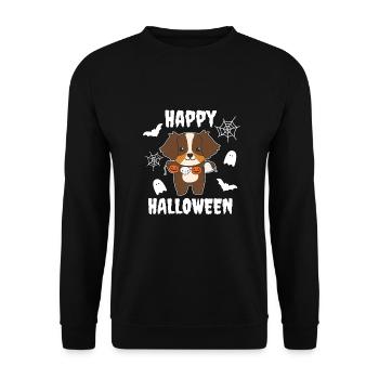 Australian Shepherd Happy Halloween Pumpkin Ghost - Unisex Sweatshirt - black - Front - Alina (178cm) & Michal (187cm)