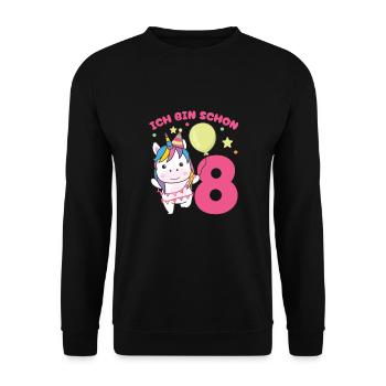 I'm already 8 unicorns birthday kids - Unisex Sweatshirt - black - Front - Alina (178cm) & Michal (187cm)