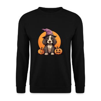 Halloween Witch Hat Pumpkin Dog Cocker Spaniel - Unisex Sweatshirt - black - Front - Alina (178cm) & Michal (187cm)