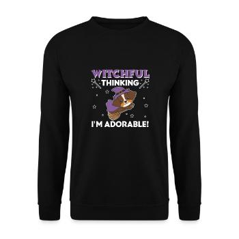 Australian Shepherd Halloween Hexe I'm adorable - Unisex Pullover - Schwarz - Vorne - Alina (178cm) & Michal (187cm)