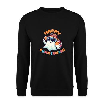 Happy Summerween Sommer Halloween Geist - Unisex Pullover - Schwarz - Vorne - Alina (178cm) & Michal (187cm)