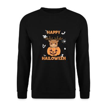 Deer in pumpkin cute deer Happy Halloween - Unisex Sweatshirt - black - Front - Alina (178cm) & Michal (187cm)