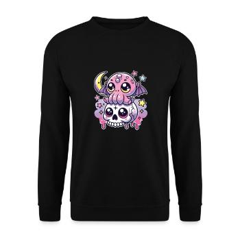 Kawaii Gothic Cthulhu Pastel Colors Gothic Goth - Unisex Sweatshirt - black - Front - Alina (178cm) & Michal (187cm)