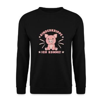 Nursery I'm Coming Nursery Child Pig - Unisex Sweatshirt - black - Front - Alina (178cm) & Michal (187cm)