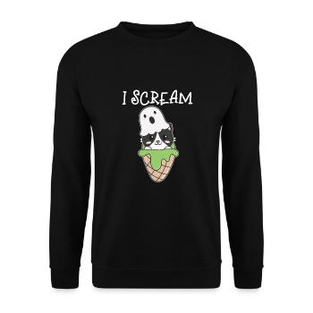 Cat Halloween Ghost I Scream Ice Cream Pun - Unisex Sweatshirt - black - Front - Alina (178cm) & Michal (187cm)