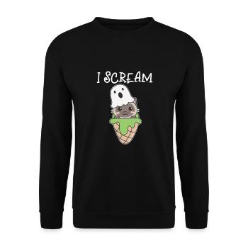 Cat Halloween Ghost I Scream Ice Cream Pun - Unisex Sweatshirt - black - Front - Alina (178cm) & Michal (187cm)