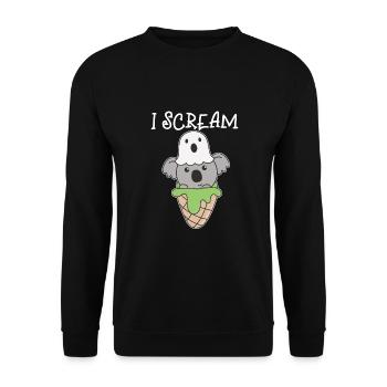 Koala Halloween Ghost I Scream Ice Cream Jeu de mots - Sweat-shirt Unisexe - noir - Devant - Alina (178cm) & Michal (187cm)
