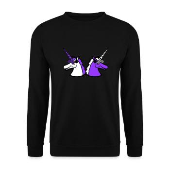 2 Coole DJ Einhörner Zwei Team Party Club Musik - Unisex Pullover - Schwarz - Vorne - Alina (178cm) & Michal (187cm)