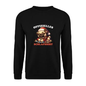 Official Sleep Shirt Christmas Pug - Unisex Sweatshirt - black - Front - Alina (178cm) & Michal (187cm)