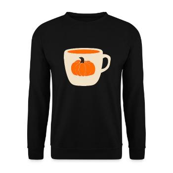 kürbis Kaffee - Unisex Pullover - Schwarz - Vorne - Alina (178cm) & Michal (187cm)