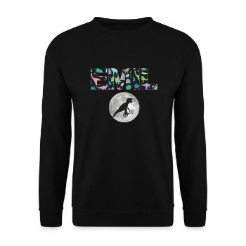 EMIL - Beautiful boy name with dinosaur - Unisex Sweatshirt - black - Front - Alina (178cm) & Michal (187cm)