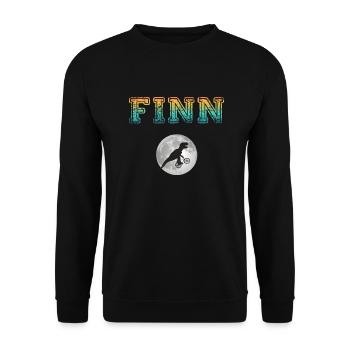 FINN - Beau prénom de garçon avec dinosaure - Sweat-shirt Unisexe - noir - Devant - Alina (178cm) & Michal (187cm)
