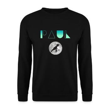PAUL - Beau prénom de garçon avec dinosaure - Sweat-shirt Unisexe - noir - Devant - Alina (178cm) & Michal (187cm)