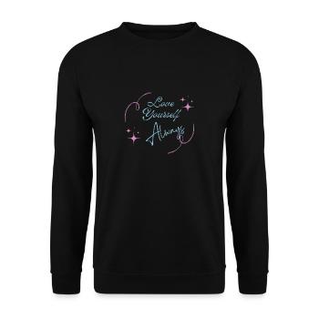Love Yourself Always - Unisex Pullover - Schwarz - Vorne - Alina (178cm) & Michal (187cm)