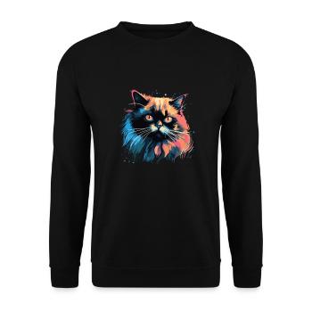 Cat Watercolor Colorful Himalayan Cat - Unisex Sweatshirt - black - Front - Alina (178cm) & Michal (187cm)
