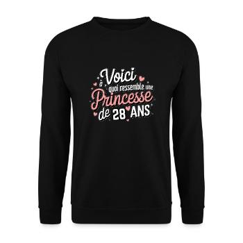 Princesse de 28 Ans - Sweat-shirt Unisexe - noir - Devant - Alina (178cm) & Michal (187cm)