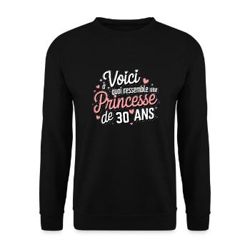 30 Jahre alte Prinzessin - Unisex Pullover - Schwarz - Vorne - Alina (178cm) & Michal (187cm)