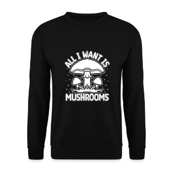 Morilles Tout ce que je veux, c’est des champignons - Sweat-shirt Unisexe - noir - Devant - Alina (178cm) & Michal (187cm)