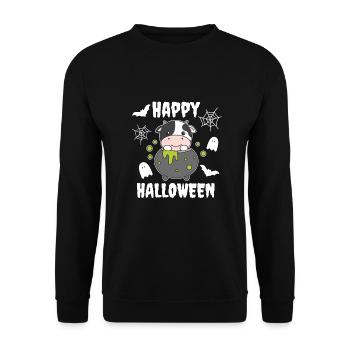 Vache Happy Halloween Mousqueton Sorcière Chauve-souris - Sweat-shirt Unisexe - noir - Devant - Alina (178cm) & Michal (187cm)