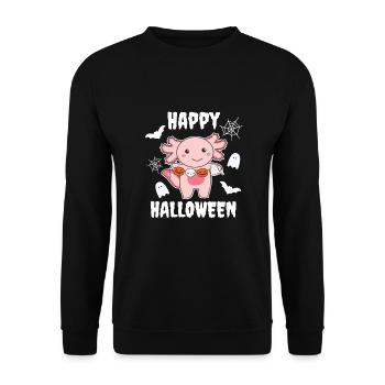 Axolotl Happy Halloween Pumpkin Bat Costume - Unisex Sweatshirt - black - Front - Alina (178cm) & Michal (187cm)