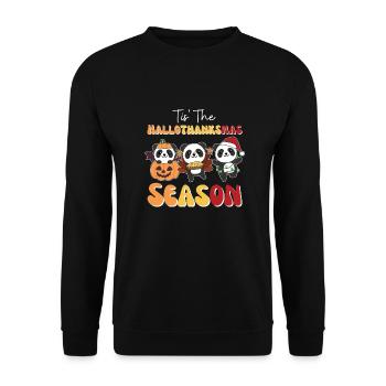 Tis' the Hallothanksmas Season Panda - Unisex Sweatshirt - black - Front - Alina (178cm) & Michal (187cm)