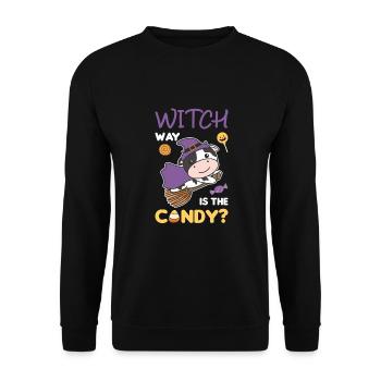 Vache Sorcières Manière Sorcière est le bonbon Joyeux Halloween - Sweat-shirt Unisexe - noir - Devant - Alina (178cm) & Michal (187cm)