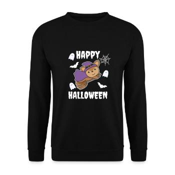 Deer Happy Halloween Witch Kids Witches Costume - Unisex Sweatshirt - black - Front - Alina (178cm) & Michal (187cm)