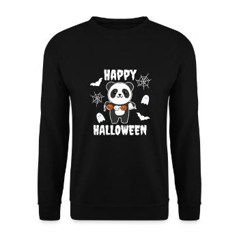 Panda Happy Halloween Pumpkin Bat Costume - Unisex Sweatshirt - black - Front - Alina (178cm) & Michal (187cm)