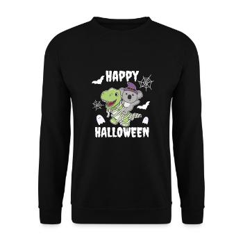 Koala Happy Halloween T-Rex Mummy Costume - Unisex Sweatshirt - black - Front - Alina (178cm) & Michal (187cm)
