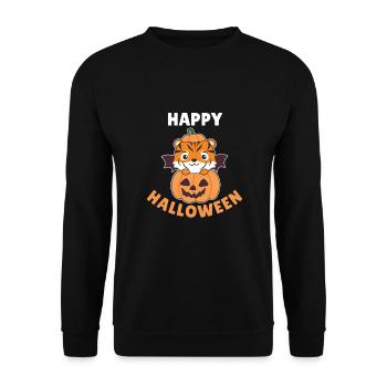 Tiger Happy Halloween Pumpkin Bat Costume - Unisex Sweatshirt - black - Front - Alina (178cm) & Michal (187cm)
