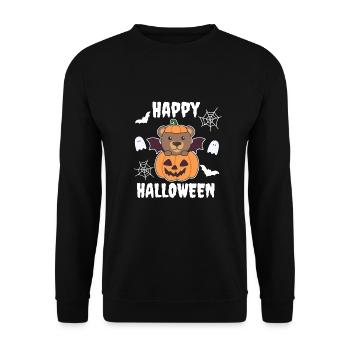 Bear Happy Halloween Pumpkin Bat Costume - Unisex Sweatshirt - black - Front - Alina (178cm) & Michal (187cm)