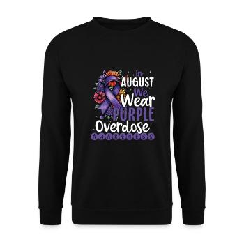 Purple in August Overdose Awareness Support - Unisex Sweatshirt - black - Front - Alina (178cm) & Michal (187cm)