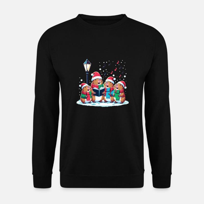 Festliches Winter Capybara Weihnachts - Unisex Pullover - Schwarz
