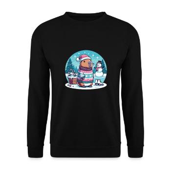 Noël festif Capybara d’hiver - Sweat-shirt Unisexe - noir - Devant - Alina (178cm) & Michal (187cm)