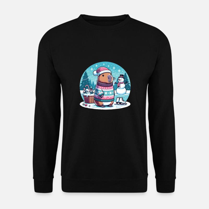 Festive Winter Capybara Christmas - Unisex Sweatshirt - black