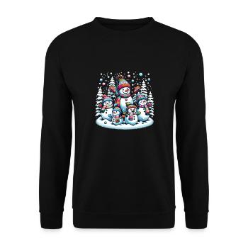 Adorable Snowman Family Winter - Unisex Sweatshirt - black - Front - Alina (178cm) & Michal (187cm)