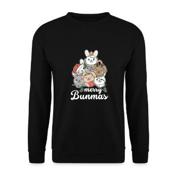 Merry Bunma's Pun Bunny Christmas - Unisex Sweatshirt - black - Front - Alina (178cm) & Michal (187cm)