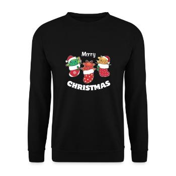 Mignon dragon en chaussette de Noël pour Noël - Sweat-shirt Unisexe - noir - Devant - Alina (178cm) & Michal (187cm)