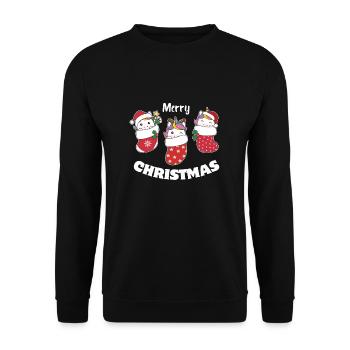 Mignons licornes en chaussettes de Noël pour Noël - Sweat-shirt Unisexe - noir - Devant - Alina (178cm) & Michal (187cm)